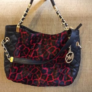 Michael Kors Red/Black leaped print shoulder bag